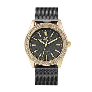 38mm Montres Carlo Women's Quartz Fashion Mesh Band Stones Luxury Dress Watch